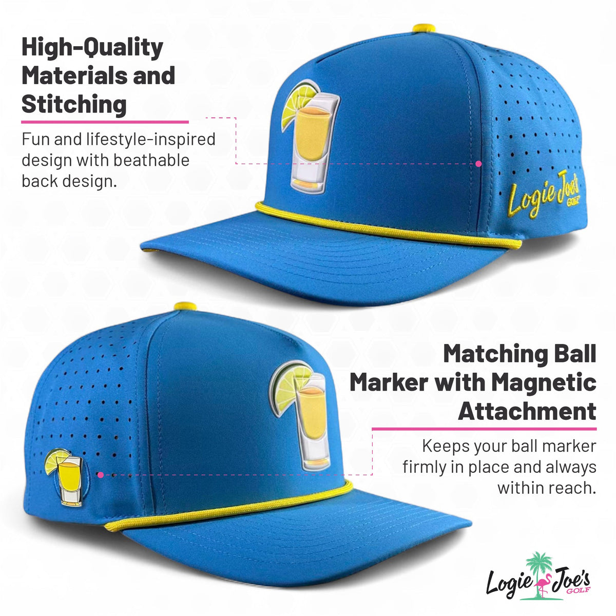 Aerobic Angel Golf Hat | Snapback Cap | Built-in Magnetic Ball Marker Holder + Marker Included | Adjustable | Yoga, image 3 of 8